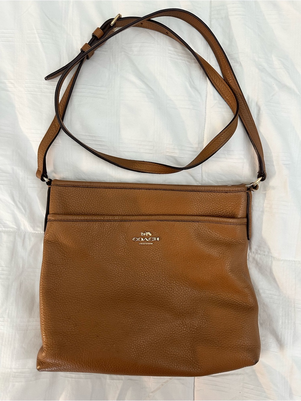 Coach Pebbled Leather Crossbody in Saddle/Tan